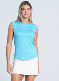 Ruffle Sleeve Performance Tank - Sky Blue