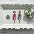 Pickleball Pizzazz Earrings: Pink, Green & White Stripe