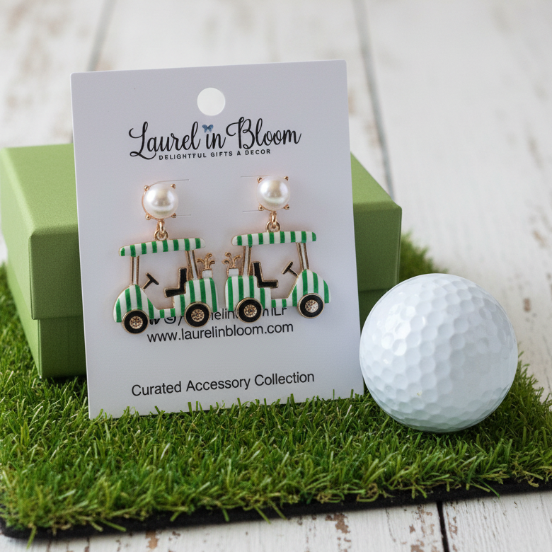 Sweet Tee Club Cart Earrings: Green