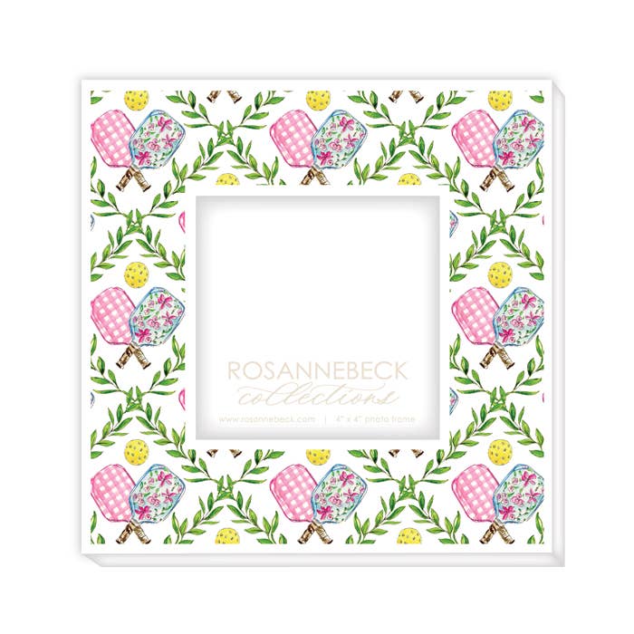 Handpainted Pickleball Paddle In Trellis Frame 4x4 White