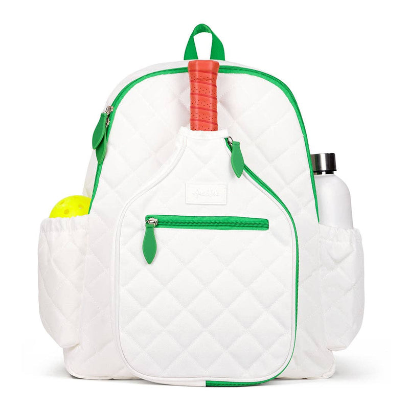 Pickleball Time Quilted Backpack – White & Green
