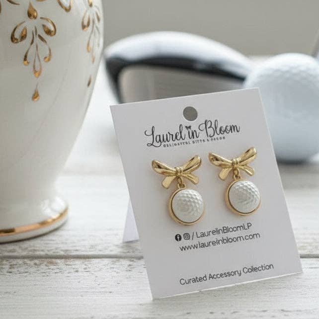 Hadley Golf & Gold Bows Earrings