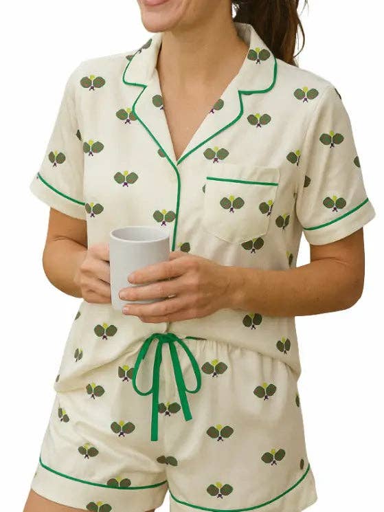 Pickleball Pajama Satin Short Set : M