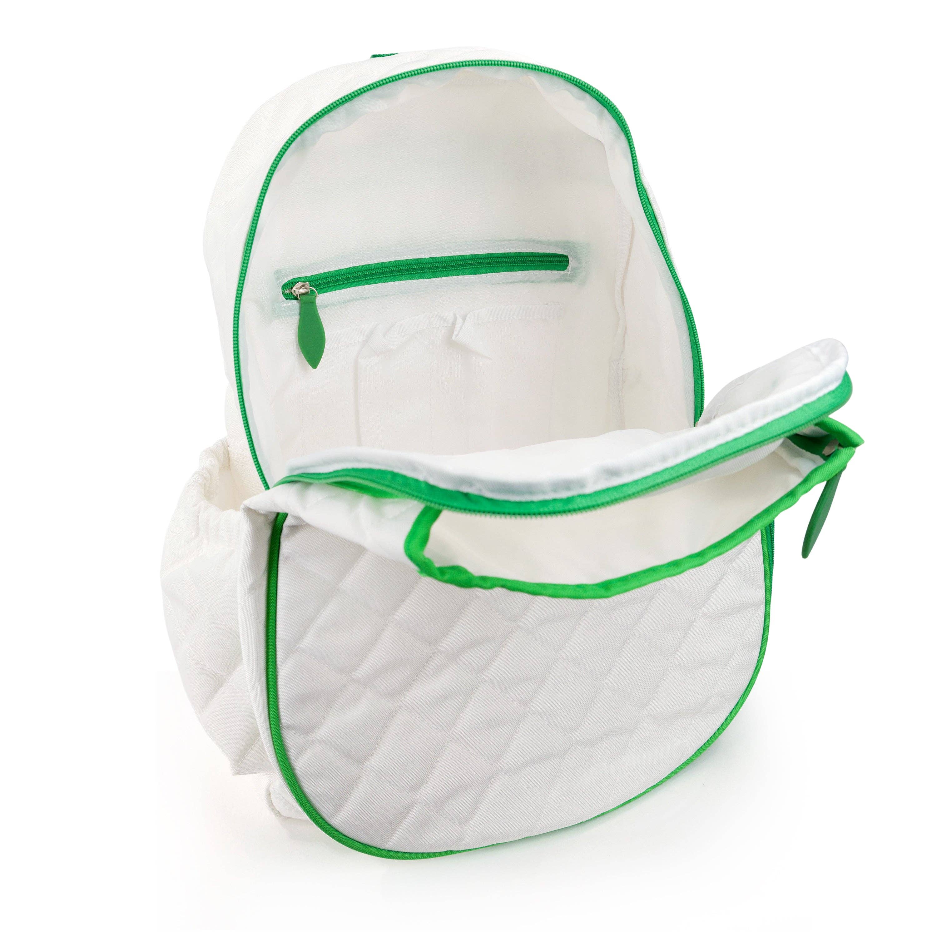 Game On Tennis Backpack: Quilted White Green