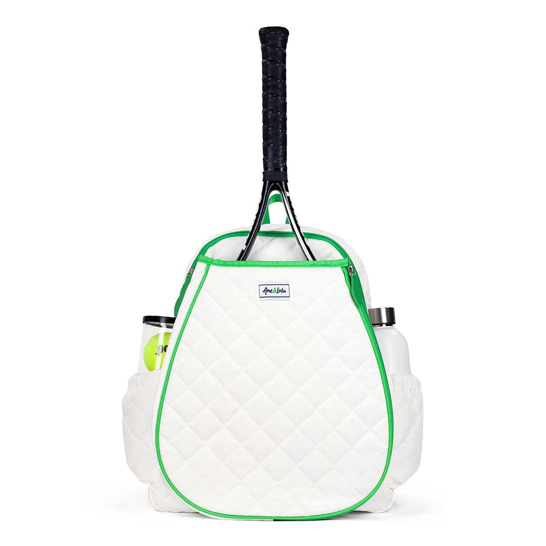 Game On Tennis Backpack: Quilted White Green