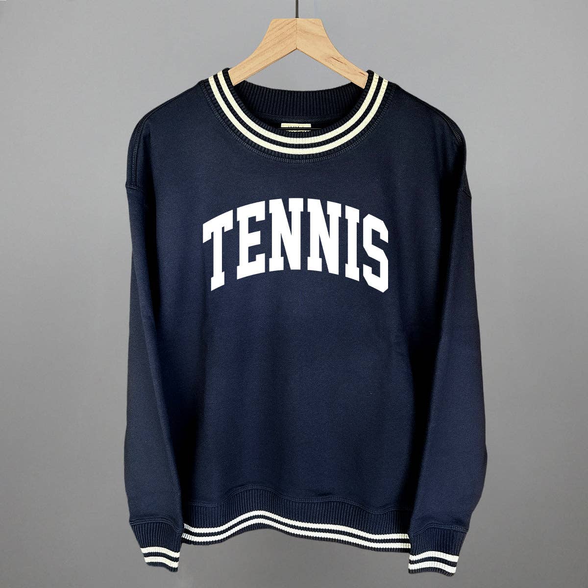 Tennis Arch (White): Navy / S / Oversized Varsity Crew