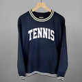 Tennis Arch (White): Navy / M / Oversized Varsity Crew