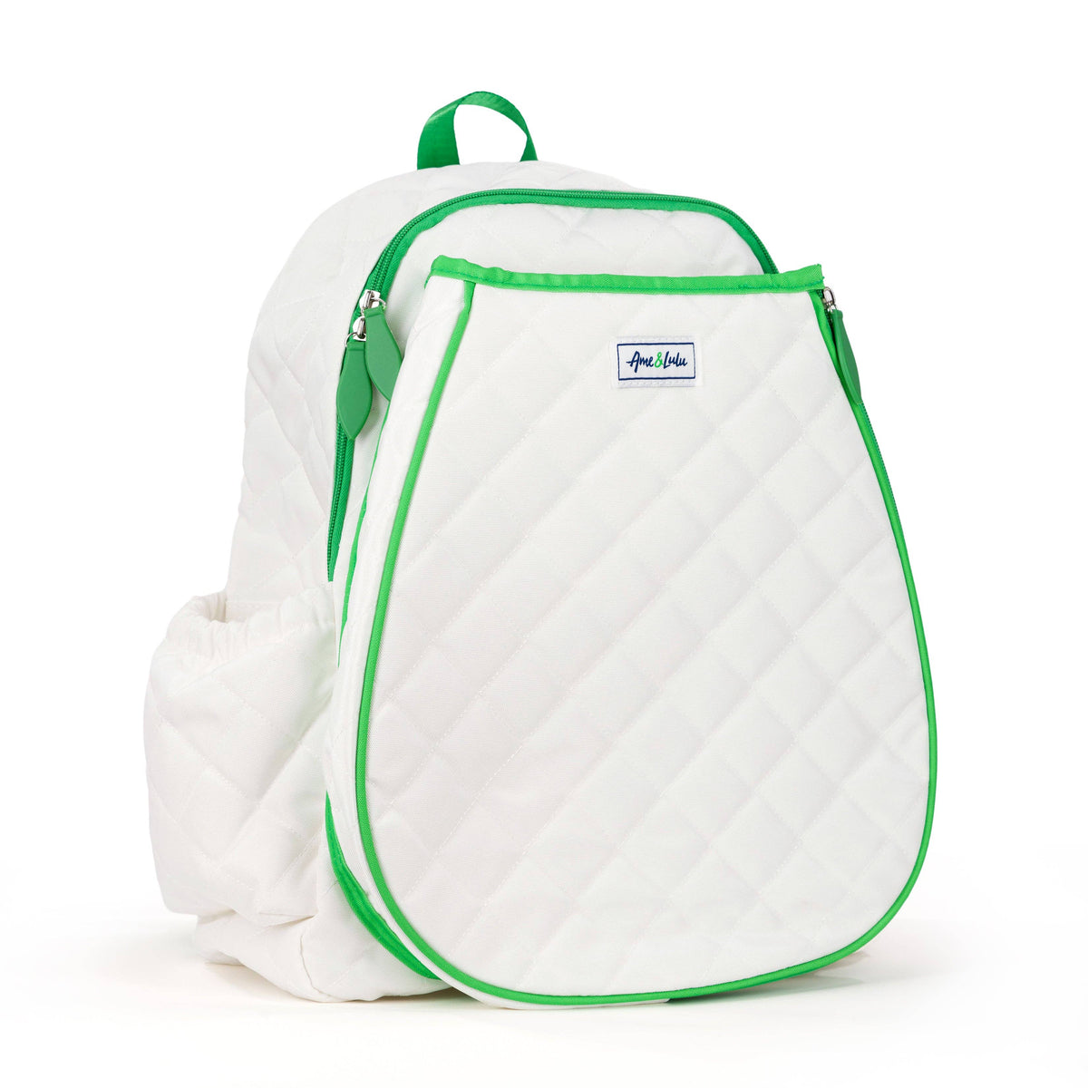 Game On Tennis Backpack: Quilted White Green