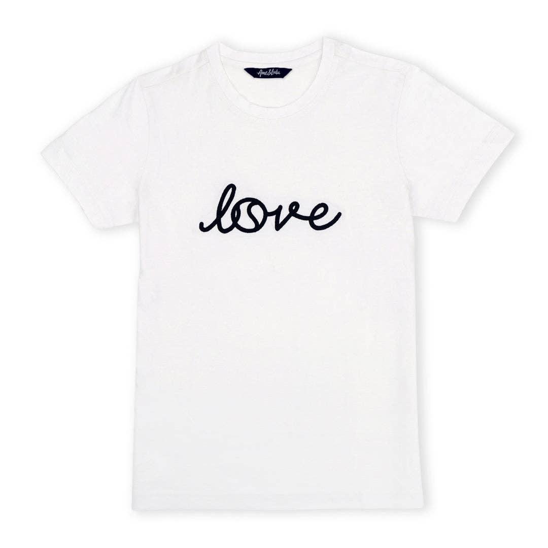 Women's Sporty Love T-Shirt: Love Stitched White / Medium