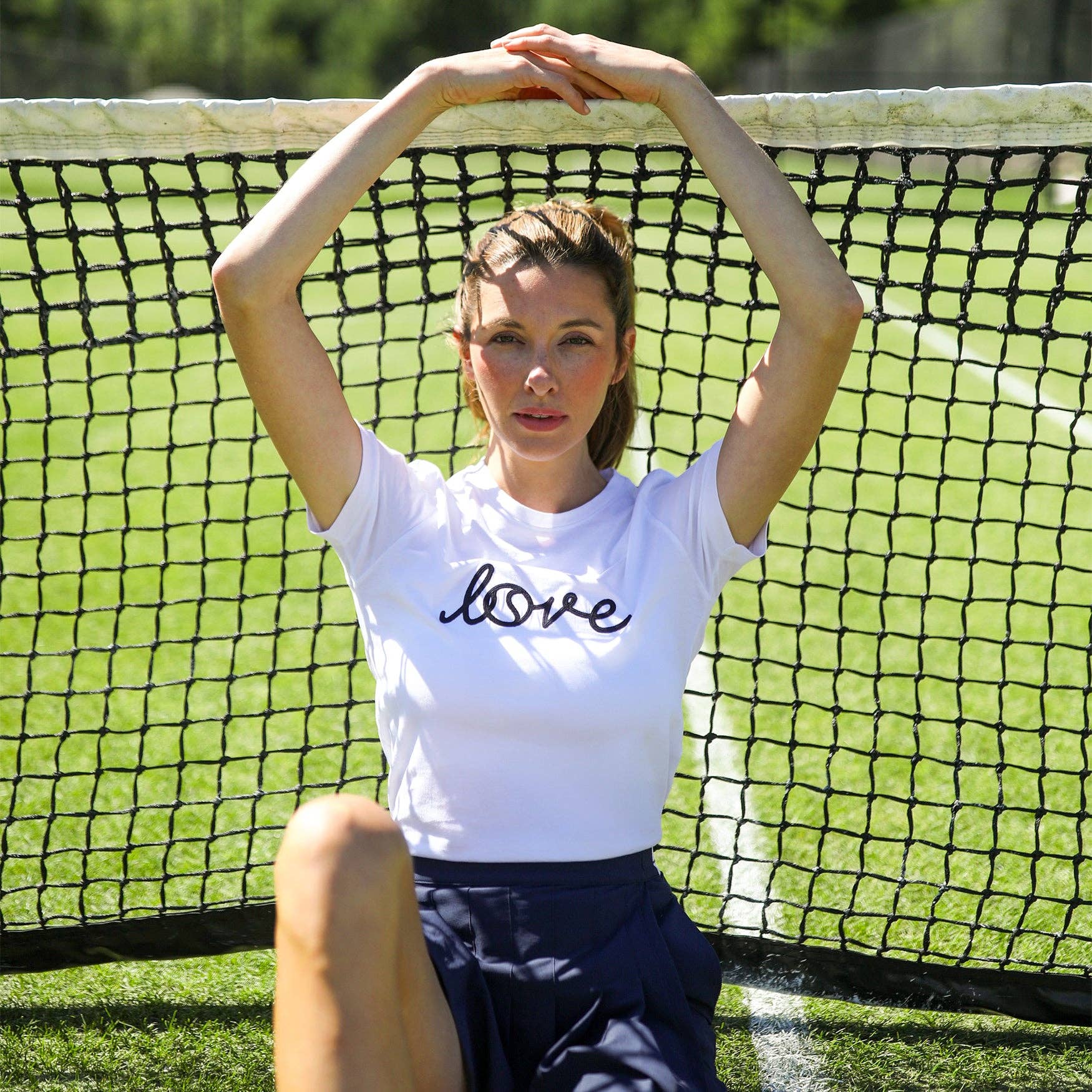 Women's Sporty Love T-Shirt: Love Stitched White / Medium